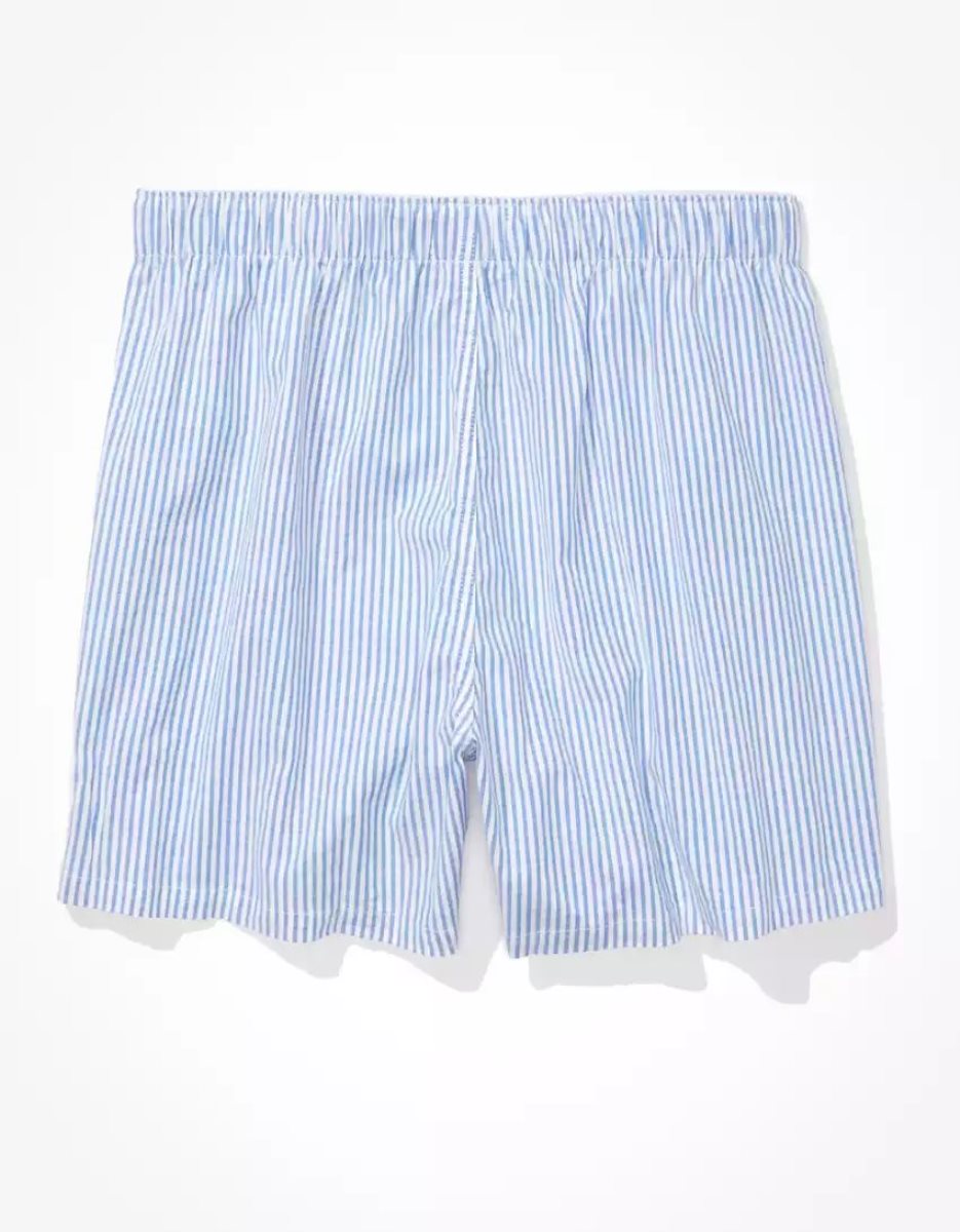 Shorts De Bain American Eagle AEO Rayé Stretch Bleu Homme | OZL-87855394